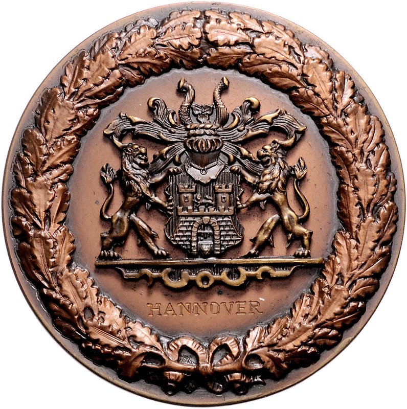 Braunschweig und Lüneburg - Hannover, Stadt Zinnmedaille 1942 bronziert (v. Lehm...