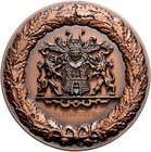 Braunschweig und Lüneburg - Hannover, Stadt Zinnmedaille 1942 bronziert (v. Lehmann u. Wundenberg) mit aufgesetztem Stadtwappen, rückseitige Gravur: I...
