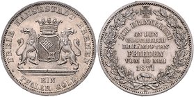 Bremen - Stadt Taler 1871 B Zur Erinnerung an den glorreich erkämpften Frieden vom 10. Mai 1871 Kahnt 164. Dav. 629. AKS 17. Thun 127. 
kl.Rf. vz
