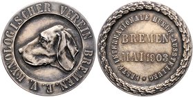 Bremen - Stadt Silbermedaille 1903 (unsign.) des Kynologischen Vereins a.d. Erste Internationale Hundeausstellung 
33,1mm 14,7g vz