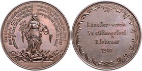 Bremen - Stadt Lot von 3 Stücken: Comité-Marke 1865 a.d. 2. Deutsche Bundesschießen (21,9mm 3,2g), Kupfermedaille 1907 (unsign.) a.d. 50. Stiftungsfes...