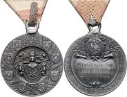 Erfurt - Stadt Silbermedaille 1908 (v. Apell) Siegermedaille des Deutschen Radfahrerbundes, Gau 16 Thüringen 
an verblasstem Dreiecksband m. Nadel 33...