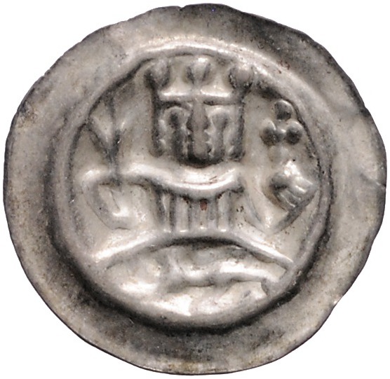 Frankfurt - Reichsmünzstätte Brakteat (1260/1270) König mit Zepter und Reichsapf...