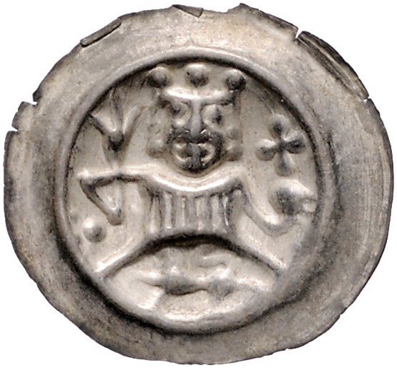 Frankfurt - Reichsmünzstätte Brakteat (1260/1270) König mit Zepter und Reichsapf...