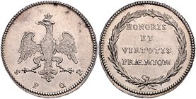 Frankfurt - Stadt Gymnasialprämie o.J. Vierter Typ (Rüppell): Zweite Hälfte des 18. Jahrhunderts J.+F. 1645. Rüppell II. 44, 117. 
Silber, 26,0 mm 4,...