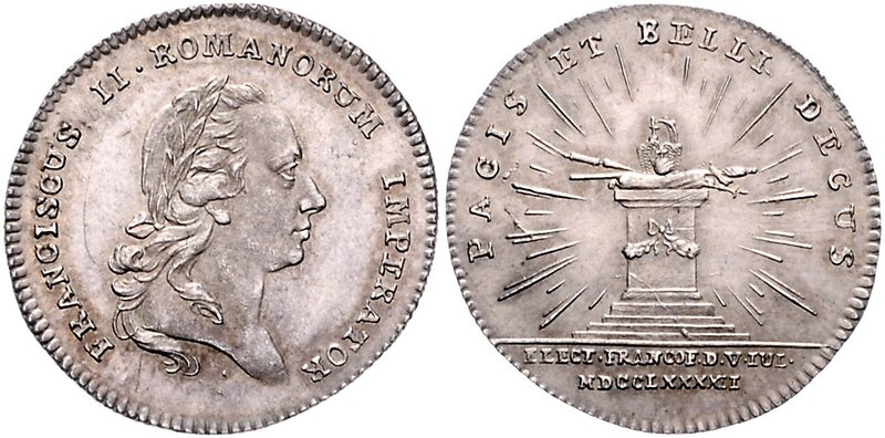 Frankfurt - Stadt Silberjeton 1792 auf die Kaiserwahl J.+F. 943b. Monten. 2268. ...