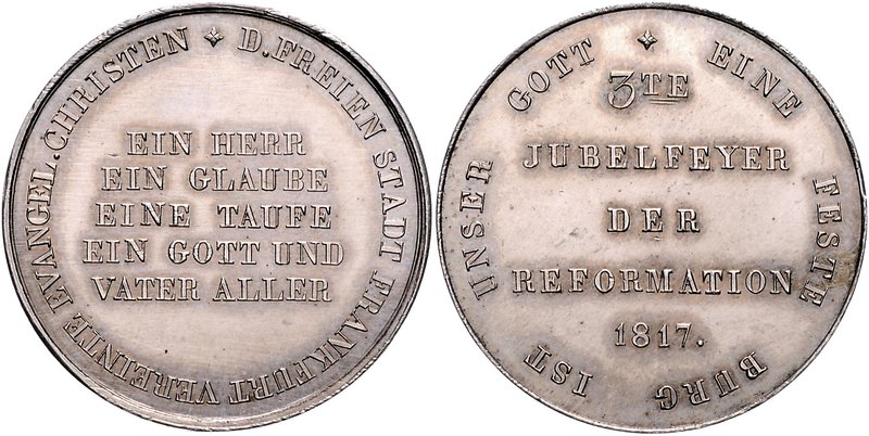 Frankfurt - Stadt Silbermedaille 1817 (unsign.) a.d. 300-Jahrfeier der Reformati...