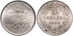 Frankfurt - Stadt 6 Kreuzer 1838 AKS 18. Jg. 20. 
 st-/st