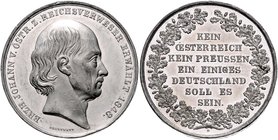 Frankfurt - Stadt Zinnmedaille 1848 (v. Drentwett) a.d. Wahl des Erzherzogs Johann v. Österreich zum Reichsverweser J.+F. 1148. 
37,4mm 19,3g vz