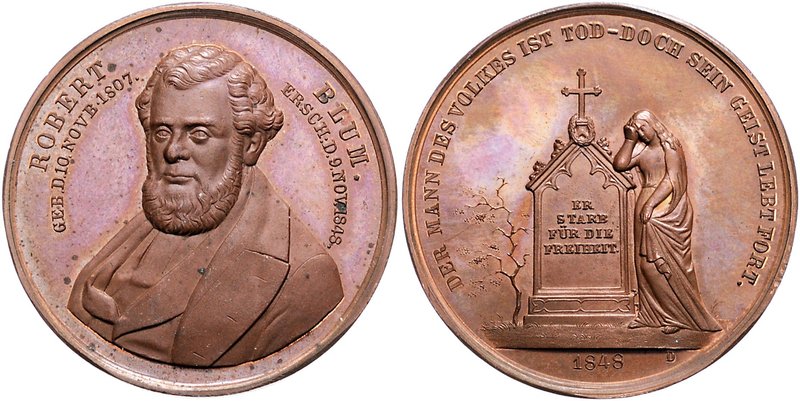 Frankfurt - Stadt Bronzemedaille 1848 (v. Drentwett) a.d. Tod des Freiheitskämpf...