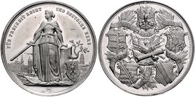 Frankfurt - Stadt Zinnmedaille 1870 (v. Drentwett/Peter) a.d. Krieg gegen Frankreich J.+F. 2200. 
41,1mm 24,2g vz