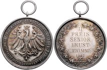 Frankfurt - Stadt Silbermedaille 1904 (unsign.) 'II. PREIS SENIOR BRUSTSCHWIMMEN' des Internationalen Wettschwimmens am 3. Juli 1904 d. Ersten Frankfu...