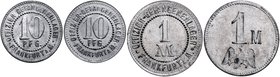 Frankfurt - Stadt Lot von 2 Stücken: Wertmarken zu 1 Mark und 10 Pfennig vom Offizier-Gefangenenlager 
 vz