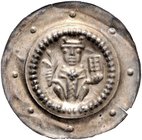 Fulda - Abtei (bis 1752) Heinrich IV. von Erthal 1249-1261 Brakteat Sitzender Abt mit Palmzweig und Buch, außen acht Kugeln Bonh. 1370. Berger 2290/ 9...