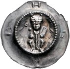 Fulda - Abtei (bis 1752) Heinrich IV. von Erthal 1249-1261 Brakteat Sitzender Abt mit Krummstab und Buch in Kartusche, außen HENR Bonh. 1368. Berger 2...