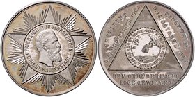 Hamburg Medaille 1902 (unsign.) a.d. Einweihung der Loge 'Friedrich zur Morgenröte Orient Halberstadt' Peltzer 167. 
39,0mm 19,7g f.st