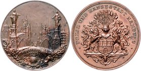 Hamburg Bronzemedaille o.J. (v. Langa) a.d. Zollverwaltung Gaed. 2814 (Au). 
fleckig 42,5mm 34,4g vz