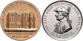 Hamburg Lot von 5 Stücken: Neuprägung in Silber der Medaille 1876 (v. Lorenz) auf E. G. Sonnin, Erbauer der St. Michaelis-Kirche, i.Rd: Hamburger Wapp...