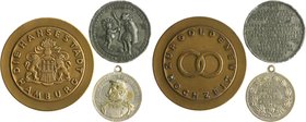 Hamburg Lot von 3 Stücken: Zinnmedaille 1693 (v. Wermuth) a.d. Pietismus (ss, 34,0mm 14,4g), Versilberte Messingmedaille 1888 (unsign.) a.d. Besuch vo...