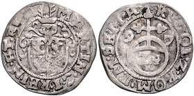 Harz - Regenstein, Grafschaft Martin 1594-1597 Groschen 1597 Blankenburg mit geradem Wappen Schrock/Denicke 134a/ b. 
Besserer Typ ss