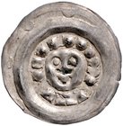 Henneberg Hermann I. 1245-1290 Pfennig / Brakteat (um 1290) Bb. v.v. mit 10 Locken, im Wulstreif / Rs. nicht ausgeprägt Grasser 1b. 
0,47 g gutes ss