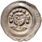 Henneberg Hermann I. 1245-1290 Pfennig / Brakteat (um 1290) Bb. v.v. mit 11 Locken, im Wulstreif / Rs. nicht ausgeprägt Grasser 1c. 
0,58 g ss