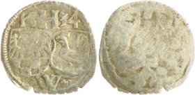 Henneberg Wilhelm V 1480-1559 Einseitiger Pfennig 1534 W mit Doppelwappen Heus 192. aus Fd. Fulda 28. 
kl.Sr., 0,39 g f.ss