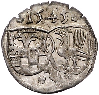 Henneberg Wilhelm V 1480-1559 Einseitiger Pfennig 1545 Falke - Schleusingen mit ...