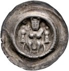 Hersfeld, Abtei Heinrich IV. 1264-1267 Brakteat Abt mit Krummstab und Buch zwischen 2 Türmen Bonh. 1401. Fd. Schleusingen 36. 
0,61 g ss