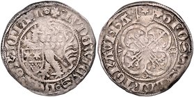 Hessen - Landgrafschaft Ludwig II. in Kassel 1458-1471 Zweischildiger Groschen 1460 (um 1457-1465) Mzz. Malteserkreuz. Der hessische Löwe neben dem Sc...