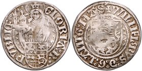 Hessen - Landgrafschaft Wilhelm II. 1493-1509 Albus 1504 Kassel Löwenwappen, darüber Jahreszahl (mit gotischer 4) / Hl. Elisabeth mit Kirchenmodell üb...