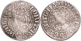 Hessen - Landgrafschaft Wilhelm II. 1493-1509 Albus 1504 Kassel Löwenwappen, darüber Jahreszahl (mit gotischer 4) / Hl. Elisabeth mit Kirchenmodell üb...