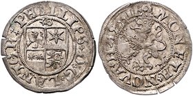 Hessen - Landgrafschaft Philipp I. der Großmütige. 1509-1567 1/2 Albus 1538 Viergeteiltes hessisches Wappen mit Katzenelnbogen, Ziegenhain, Nidda und ...