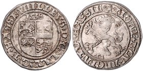 Hessen - Landgrafschaft Philipp I. der Großmütige. 1509-1567 1/2 Albus 1538 Viergeteiltes hessisches Wappen mit Katzenelnbogen, Ziegenhain, Nidda und ...