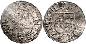 Hessen - Landgrafschaft Philipp I. der Großmütige. 1509-1567 1/2 Albus 1539 Viergeteiltes hessisches Wappen mit Katzenelnbogen, Ziegenhain, Nidda und ...