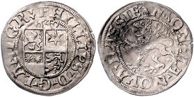 Hessen - Landgrafschaft Philipp I. der Großmütige. 1509-1567 1/2 Albus 1540 Viergeteiltes hessisches Wappen mit Katzenelnbogen, Ziegenhain, Nidda und ...