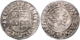 Hessen - Landgrafschaft Philipp I. der Großmütige. 1509-1567 1/2 Albus 1540 Viergeteiltes hessisches Wappen mit Katzenelnbogen, Ziegenhain, Nidda und ...