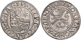 Hessen - Landgrafschaft Philipp I. der Großmütige. 1509-1567 1/8 Guldengroschen 1542 /1543 Prachtexemplar mit feinem Prägeglanz, uns ist kein Auktions...