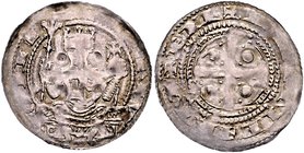 Hessen - Wetzlar, Reichsmzst. Philipp von Schwaben. 1198-1208 Leichter Pfennig (um 1205) Thronender König mit Zepter und Reichsapfel / Kugeln in Kreuz...