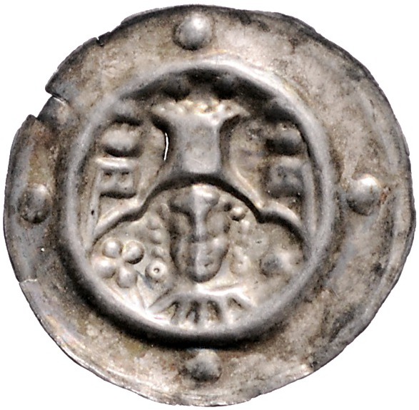 Hessen - Ziegenhain Gottfried VI. 1271-1304 Brakteat Treysa Bb. v.v. mit Kreuz u...