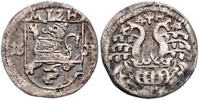 Hessen - Kassel Moritz der Gelehrte. 1592-1627 4 Heller 1603 (Dreier) MLZH über Löwenschild / 4H über Landgrafenhelm Schütz 600. 
0,98 g ss