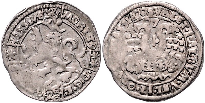 Hessen - Kassel Moritz der Gelehrte. 1592-1627 Albus 1607 Vs: MORIT9 ( ) .D.G.L....