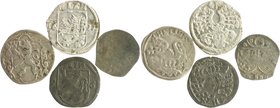 Hessen - Kassel Moritz der Gelehrte. 1592-1627 Lot von 4 Stücken: Eins. 'Sternleinspfennig' (1470-1485 (Schütz 329.3), 4 Kreuzer 1586 (Schütz 557) und...