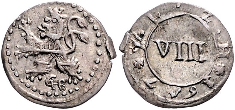 Hessen - Kassel Wilhelm VI. 1637-1663 8 Heller 1657 Kassel Schütz 1108. Hoffm. 1...