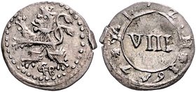 Hessen - Kassel Wilhelm VI. 1637-1663 8 Heller 1657 Kassel Schütz 1108. Hoffm. 1301. 
0,89 g ss+