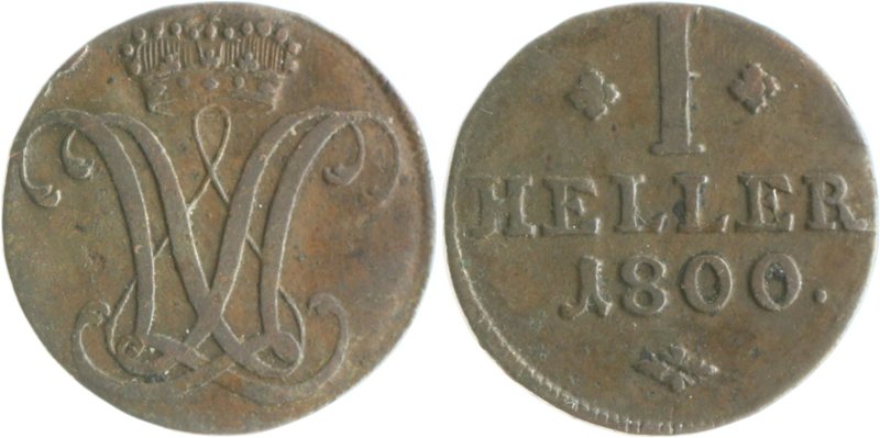 Hessen - Kassel Wilhelm IX. 1785-1806 Heller 1800 Schütz 2173. 
 ss+