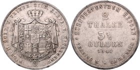 Hessen - Kassel Wilhelm II.und Mitregent Fried.Wilh. 1831-1847 Vereinsdoppeltaler 1840 Kahnt 253. Dav. 693. AKS 43. Thun 185. 
winz.Sf.a.Rd. ss