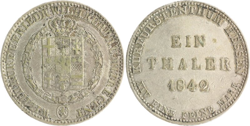 Hessen - Kassel Wilhelm II.und Mitregent Fried.Wilh. 1831-1847 Taler 1842 Kahnt ...