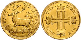Hessen - Darmstadt Ludwig VIII. 1739-1768 Dukat o.J. (um 1740) sog. Hirschdukat Friedb. 1225. Schütz 3130. 
Prachtexemplar vz-st