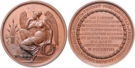 Hessen - Homburg Friedrich V. Ludwig 1751-1820 Bronzemedaille 1818 (unsign.) auf seine Goldene Hochzeit mit Caroline Schütz 3607. 
41,5mm 40,7g vz-st...